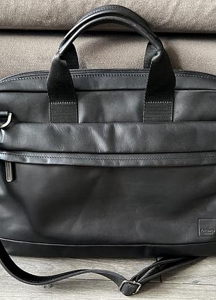 Knomo london сумка мужская кожаная черная мессенджер портфель мужской