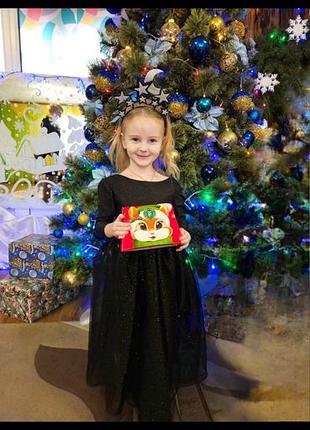 Новогодний костюм для девочки, ночь, на девочку 4-5 лет, черный карнавальный костюм для девочки, новогоднее платье
