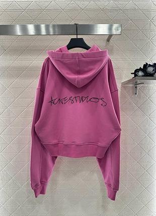 Зип худи розовый с капюшоном худи acne утеплен на флисе оверсайз