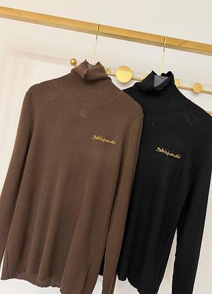 Голоф кофта водолазка черная с коричневым schiaparelli