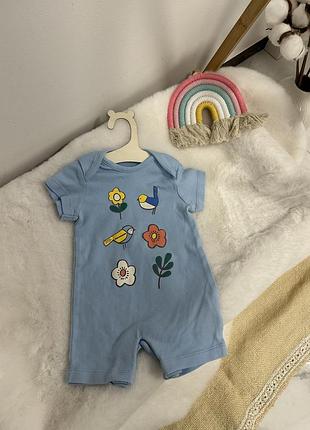 Классный голубой песочник m&s, песочник, боди