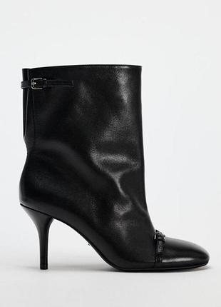 Шкіряні ботильйони zara 100 % шкіра