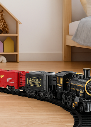 Детская железная дорога с паром (20 предметов), от аккумулятора, 100х100см