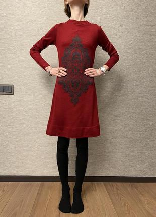 Платье rito ukraine бордовое тёмно-красное с рисунком1 фото