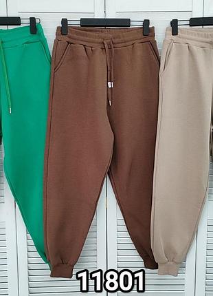 Шоколадные теплые брюки спортивные