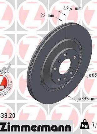Диск тормозной задн audi a8 d3 (4e2, 4e8) 4.2 2002.10-2010.12 zi 100.3338.20