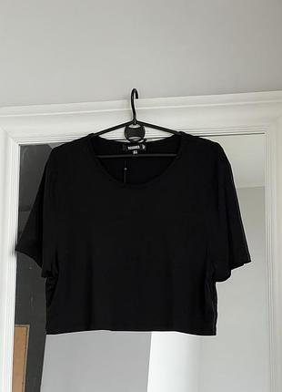Базова чорна вкорочена футболка батал плюс сайз