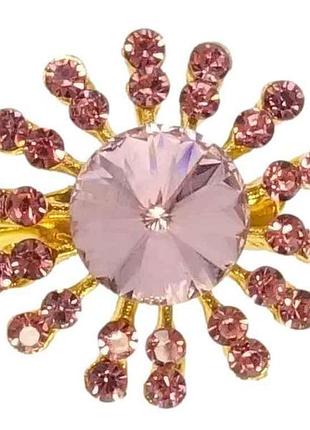 Брошь снежинка с розовыми стразами (074306) тм xuping