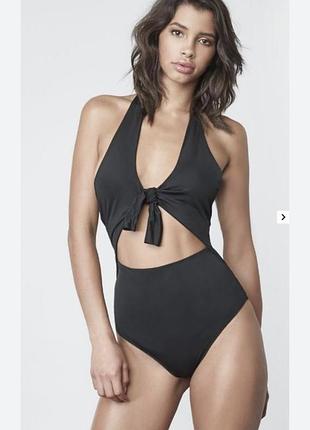 Шикарний якісний суцільний спільний злитий купальник чорний трендовий