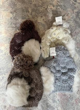 Шапки женские с ушками меховыми luxe