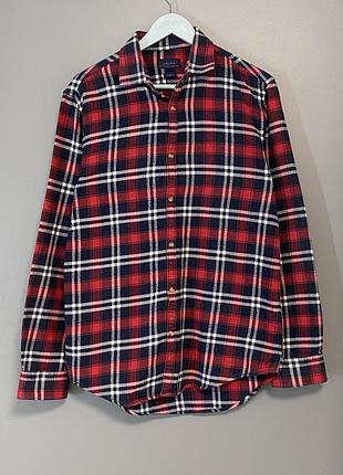 Чоловіча фланелева сорочка у клітинку zara man червоного кольору