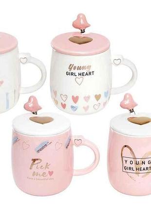 Заварник 420мл фарфор с крышкой и ложкой love 4 дизайна тм bonadi