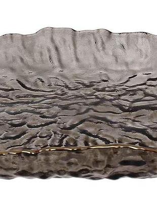 Блюдо стеклянное nautilus 15х15х4см, дымчато-серый с золотым ободком тм bonadi