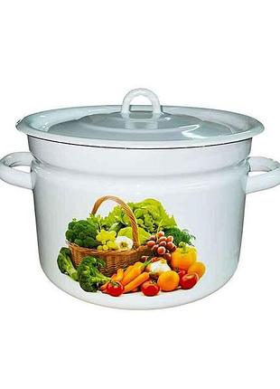 Каструля ем. 9л /2 цилиндрическая с полой ручкой на крышке корзина овощей (белая) i16211/2 тм idilia