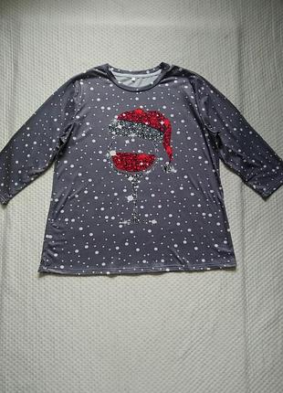 Лонгслів з новорічним принтом