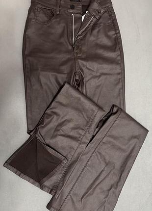 Штани з еко шкіри шоколадні
