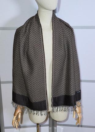 Roy robson німецький бренд преміум класу шерстяний бежево-коричневий палантин з геометричним принтом