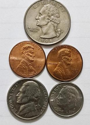 Подборка монет сша, разные.