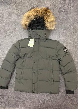 Парка canada goose puffer jacket grey black logo