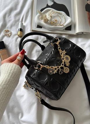 🖤lady d-joy micro bag premium 🖤 натуральная кожа брендовая сумочка черная с подвеской люкс стильный подарок девушке