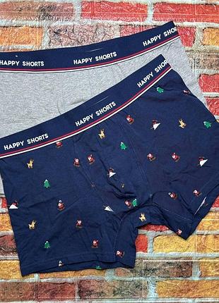 Арт.710 трусы боксеры мужские 2шт happy shorts.
