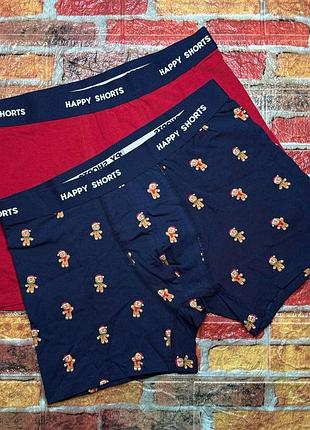 Арт.713 трусы боксеры мужские 2шт happy shorts.