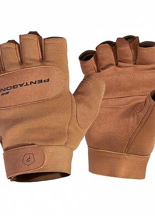 Перчатки тактические беспалые pentagon duty mechanic 1/2 gloves, coyote, m