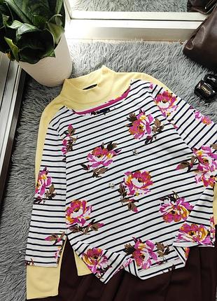 Оригинальный хлопковый лонгслив в полоску в цветочный принт от joules.