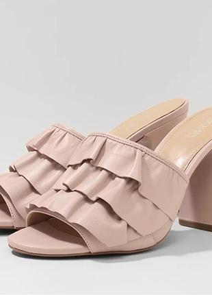 Босоножки шлепанцы женские из кожи michael kors розовые на каблуке