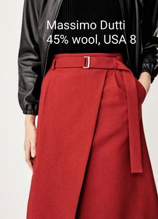 Теплая шерстяная юбка миди massimo dutti на подкладке