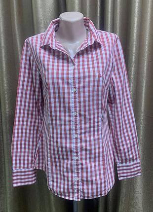 Жіноча сорочка united colors of benetton в червоно-білу клітинку з довгим рукавом розмір m італія