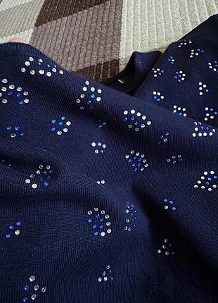 Синя кофта светр злегка укорочений рукав
