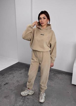 Жіночий спортивний теплий флісовий костюм двійка штани та кофта худі