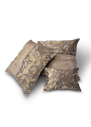Комплект декоративних подушок firanka plants 42х42см 2шт   27х19см 1шт  солом'яний і золотий (п_0834)