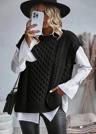 Теплая объемная вязаная жилетка от shein