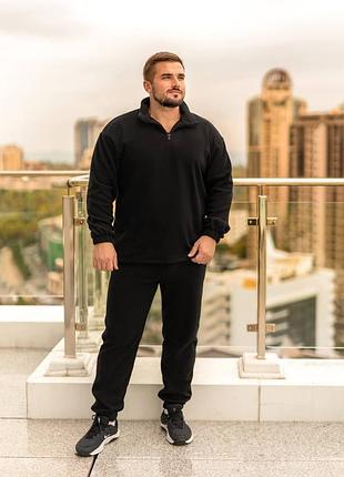 Спортивный костюм мужской / черный спортивный костюм мужской / теплый костюм мужской / теплый серый спортивный костюм флисовый