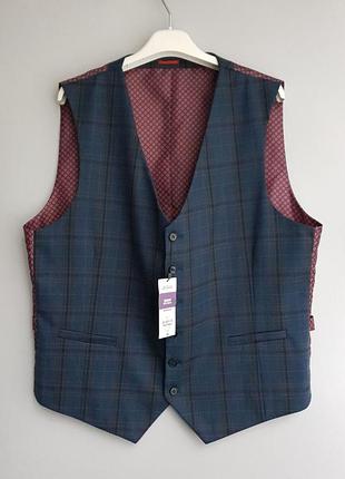 Burton жилет - 3xl • 58 ‐ синий в клетку - 02k52nblu - классическая мужская жилетка костюмная - же58