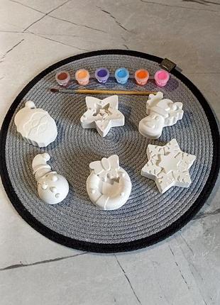 Набір гіпсових фігурок для розмальовки "святковий", charivna craft, 6 фігурок