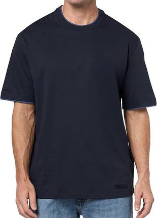 Нова оригінальна темно-синя з голубими вставками футболка armani exchange розмір l regular+