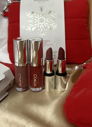 Подарунковий набір для губ kiko milano snow-kissed holiday never without you mini lips gift set