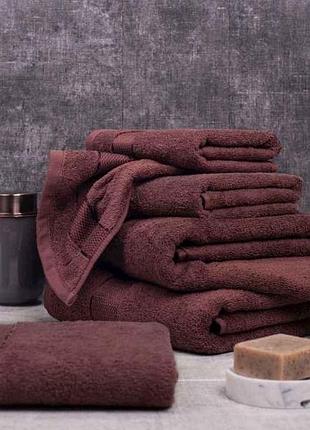 Полотенце 40*70 коричневое махровое (бордюр сатин) тм aisha