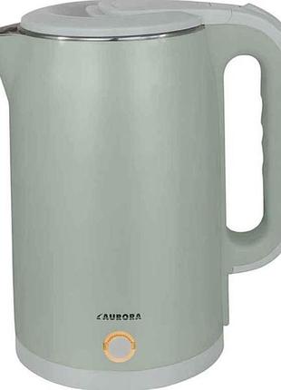 Электрочайник 1750вт 2л нерж./пластик, цельная колба тм aurora