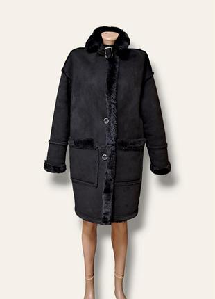 Черная женская эко дубленка