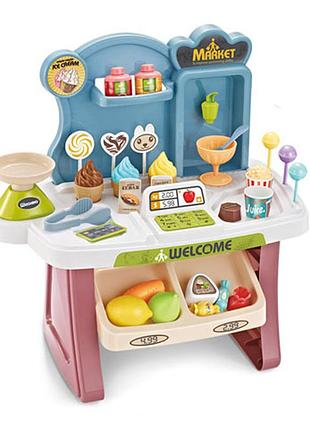 Детский игровой магазин с аксессуарами звуком и светом игрушечный прилавок для детей