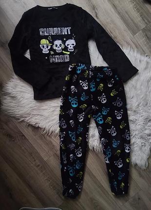 Крутая теплая флисовая плюшевая пижама на рост 128-134 см