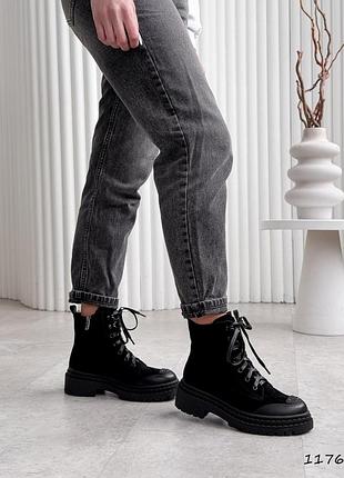 Черевики жіночі belen чорні, натуральна замша  зима