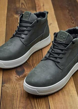Ботинки зимние мужские оливы натуральная кожа мех tm 425