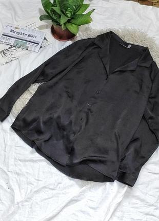 Рубашка атласная классическая блуза черного цвета asos