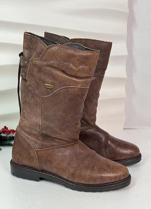 Сапоги на байке коричневые натуральная кожа с шнуровкой koramex 39р