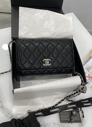 Шкіряна сумка гаманець на ланцюжку в ромбоподібній прострочці ch